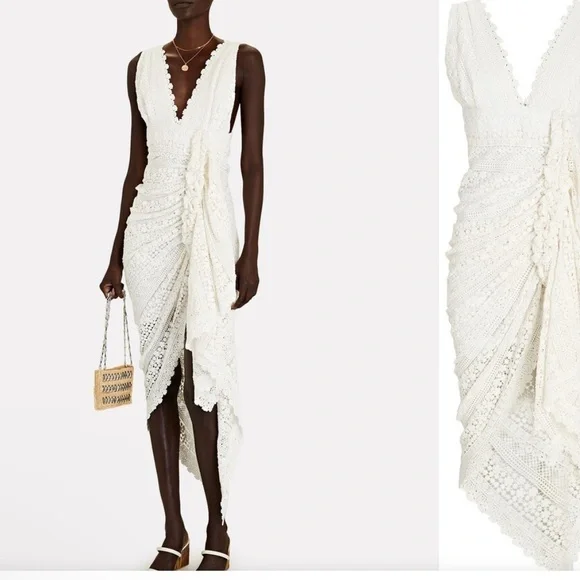 Just BEE Queen Tulum Ruched Crochet Midi Dress size Large